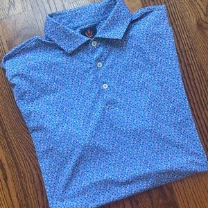 Donald Ross Spirt Blue novelty Printed Polo Golf Shirt-Large